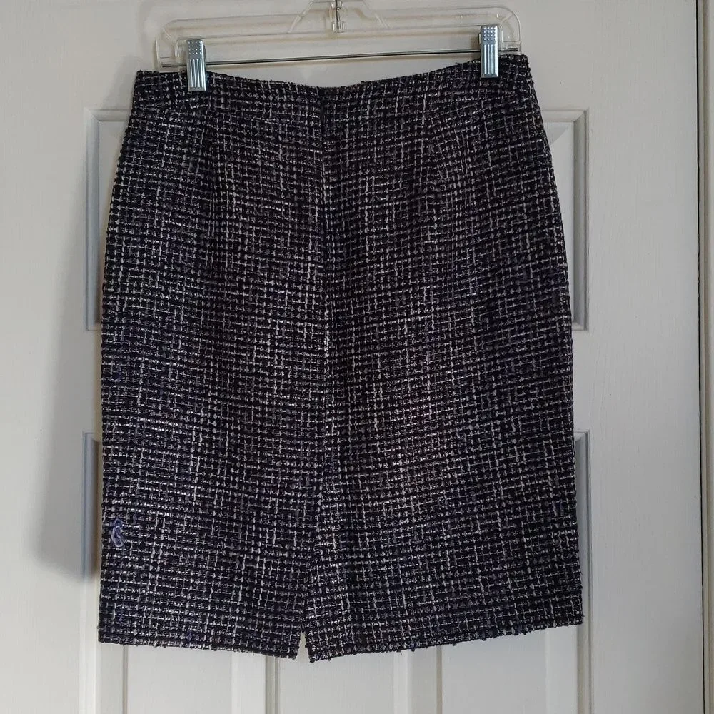 J.Crew No. 2 Wool Pencil Skirt • Black Periwinkle Metallic Gold Bouclé • Size 10